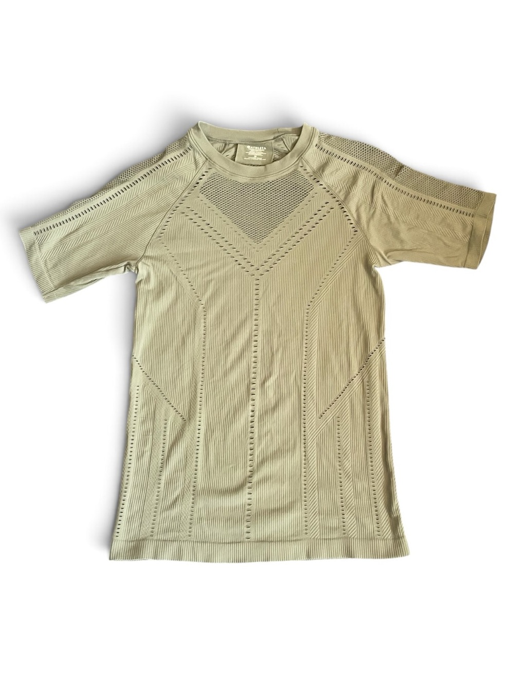 #114, Athleta Short Sleeve Seamless Top, forest green, size M